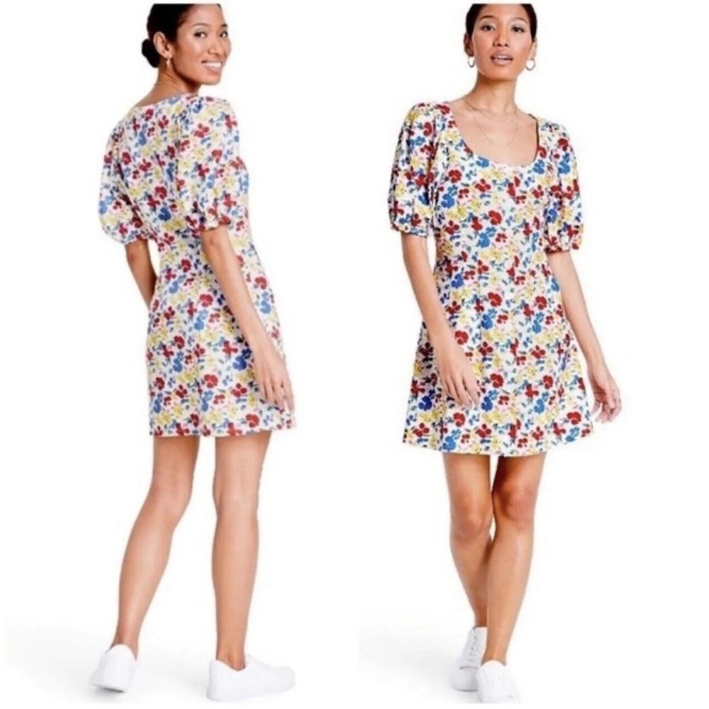 RIXO x Target Floral Linen Blend Mini Dress with Puff Sleeves, Size 20W/22W